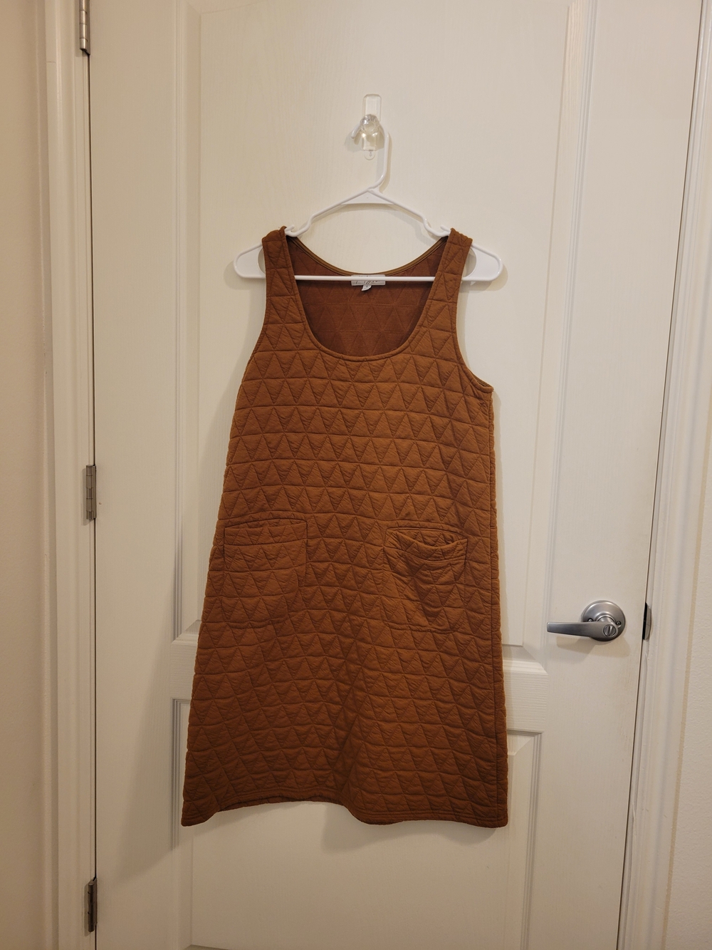 Polagram Quilted Tan-Brown Sleeveless Mini Dress
